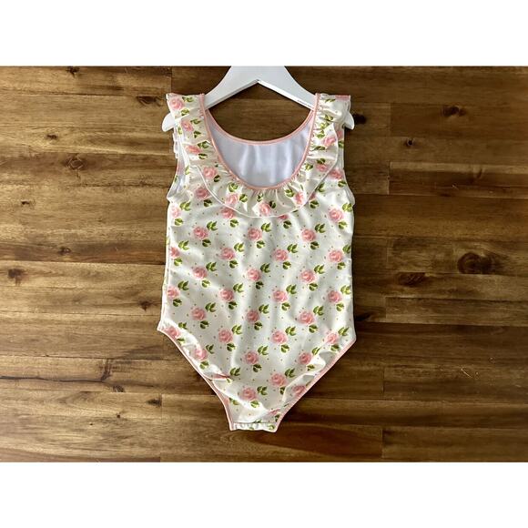 NEW SweetHoney Leotard Peony Rose Floral Cream Pink Dot Sleeveless Ruffle 12 - Picture 6 of 6